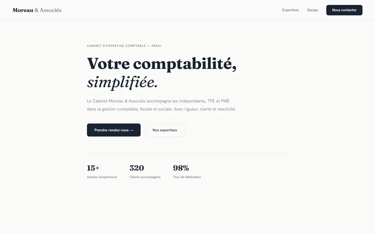 Site de démonstration : cabinet d'expertise comptable Moreau & Associés