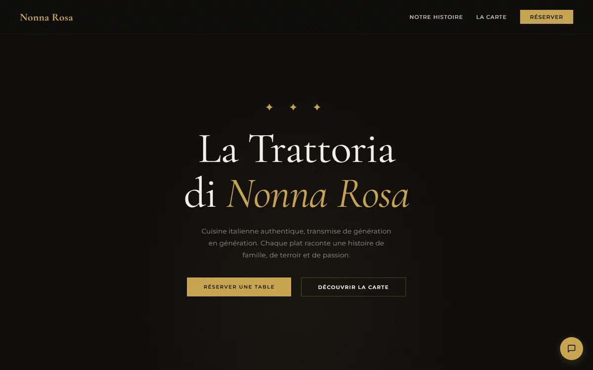 Aperçu d'un site vitrine de restaurant conçu par HexAgency